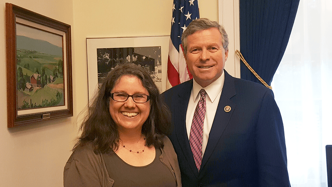Susan Woodhouse, PhD, Lehigh University, meets with Rep. Charlie Dent (R-Pa.) as part of the Rally for Medical Research